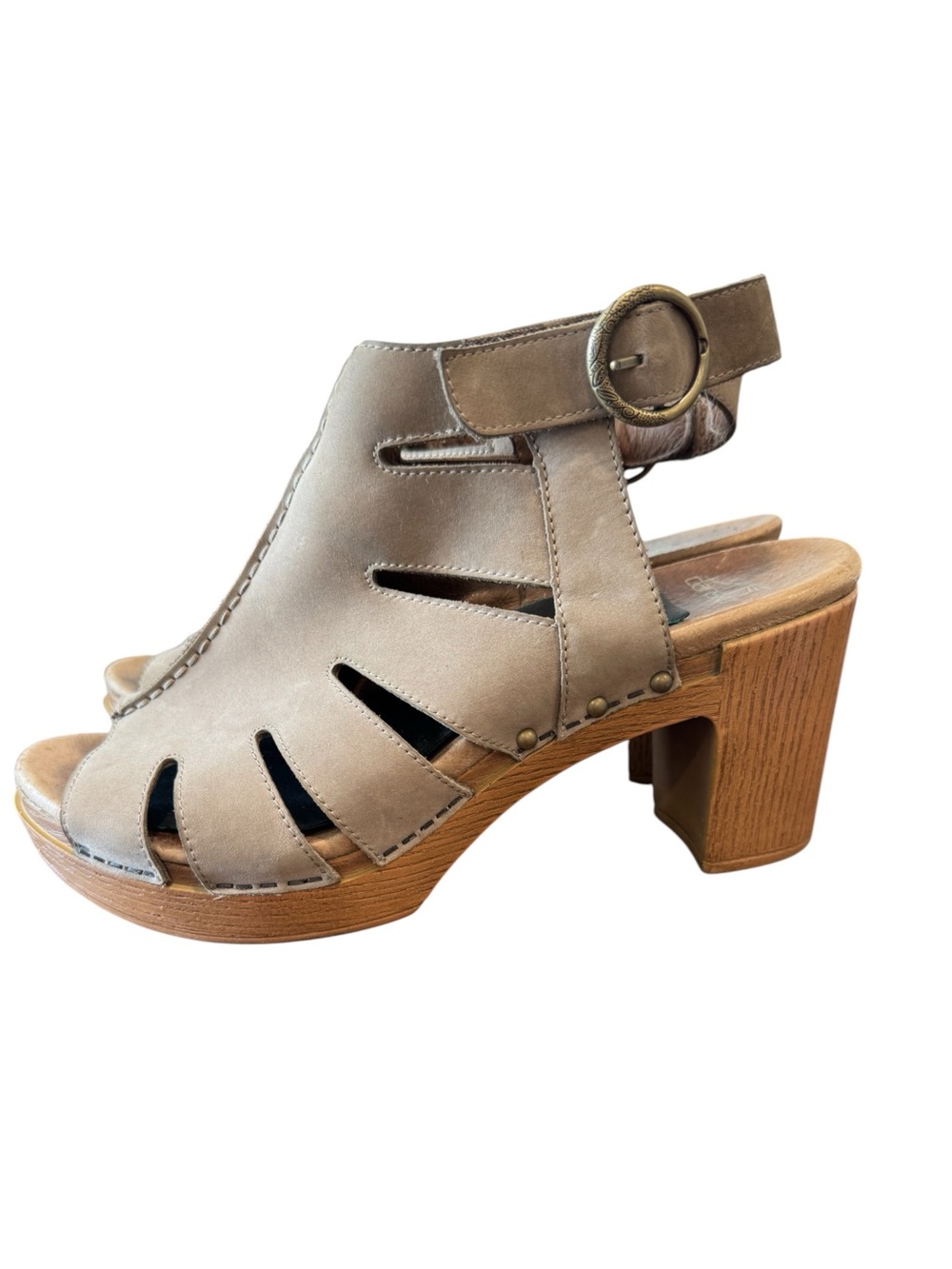 Dansko Women's 41 10-10.5 Shoes Demetra Platform Block Heel Sandals Beige